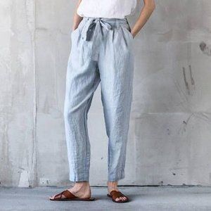 Not Perfect Linen "Boyfriend" Pant, Black, Size S